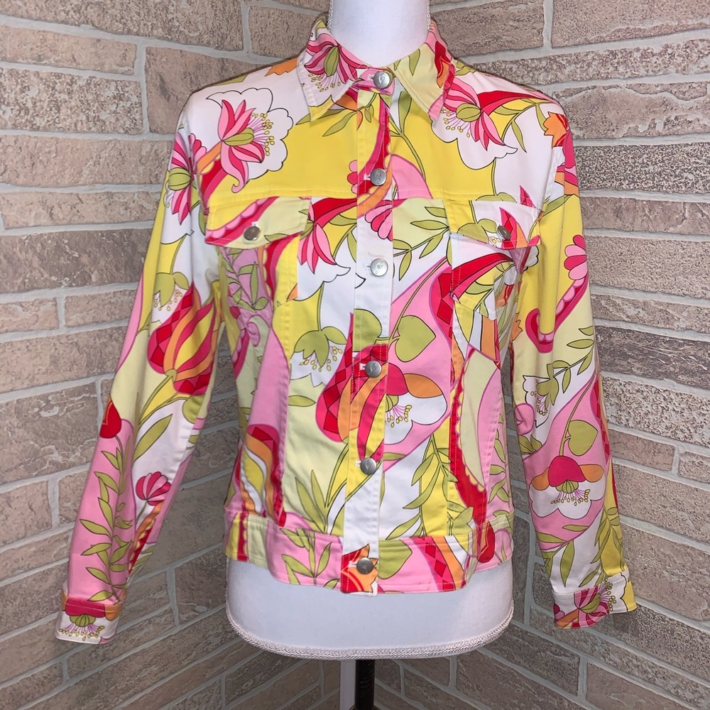 Tori Richards Honolulu Floral Denim Jacket Hawaii